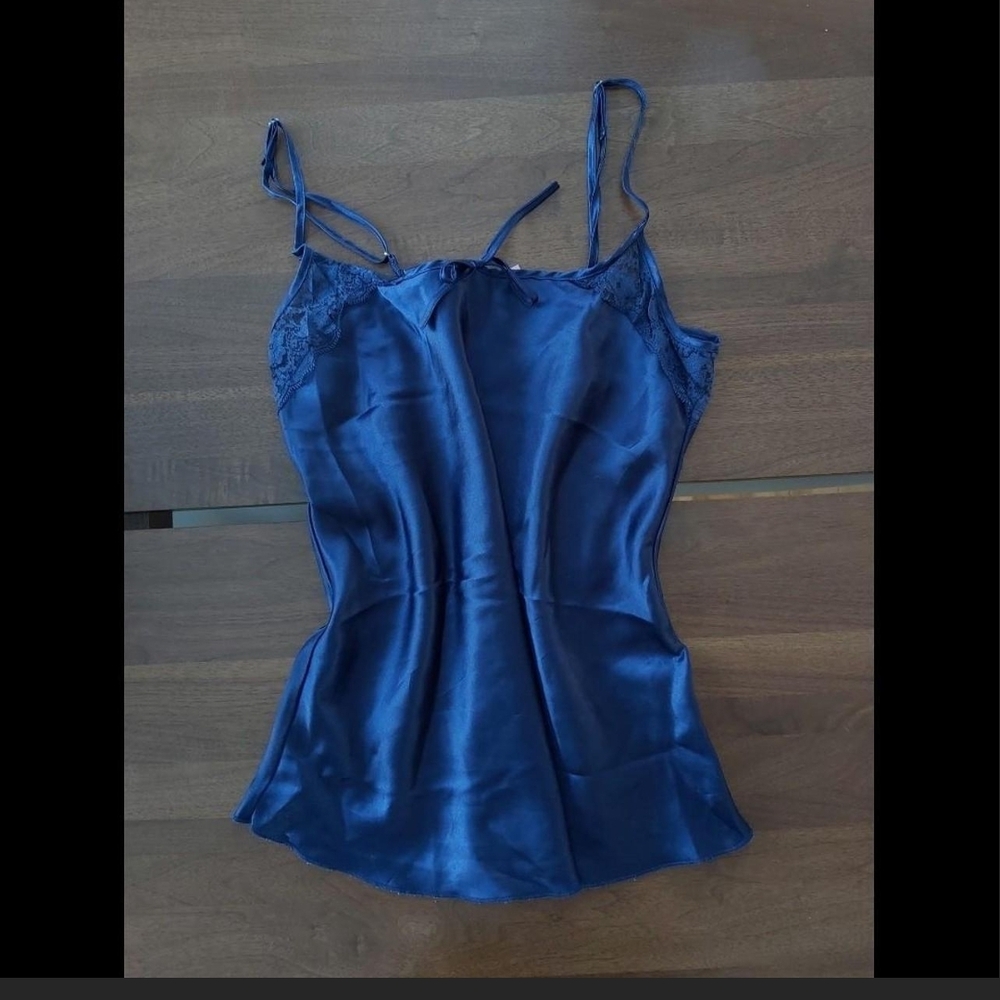 Elegant Blue Satin Women's Top